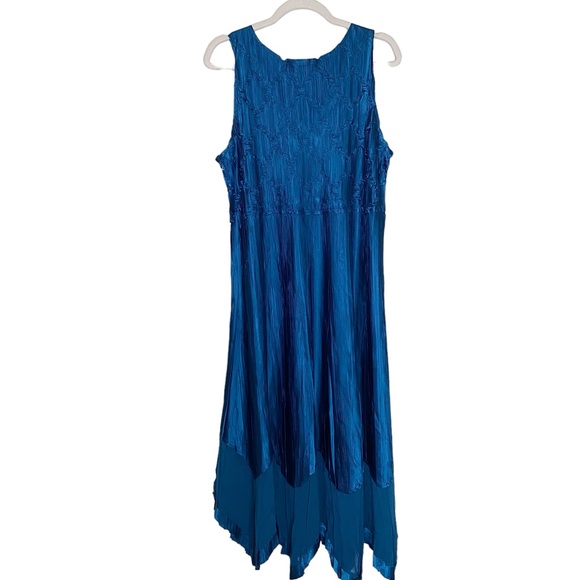 Komarov Dress Charmeuse Marine Night Beaded Sleeveless Chiffon Dress Size XL - Picture 6 of 8